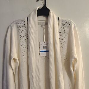 Carolyn Taylor Open Front Cardigan with Removable Scarf NWT